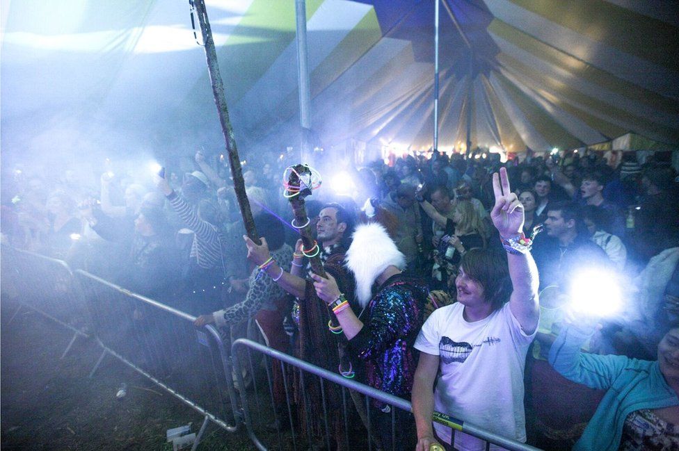 Revellers at the main stage show their appreciation for Future Dub Orchestra.