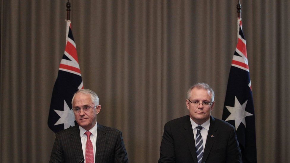 Prime Minister Malcolm Turnbull and Treasurer Scott Morrison at a news conference