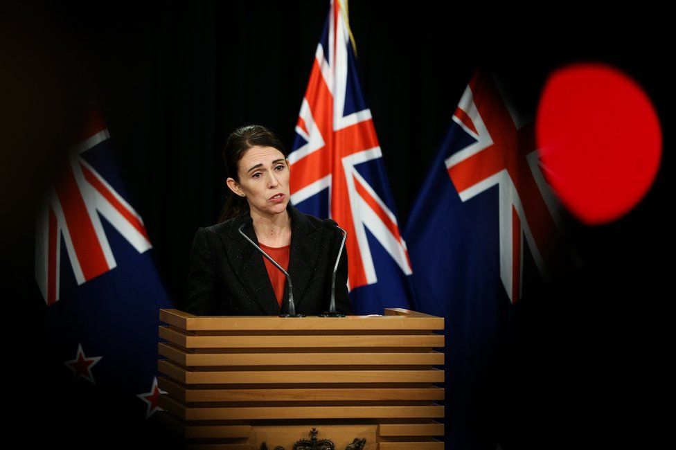 Prime Minister Jacinda Ardern speaks to media during a press conference in Wellington, New Zealand