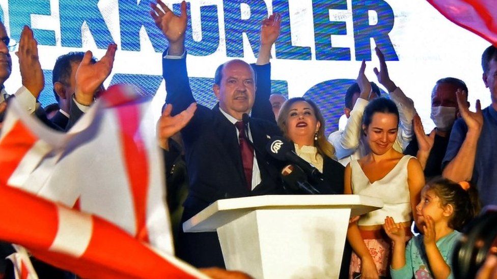 Ersin Tatar celebrates his election victory