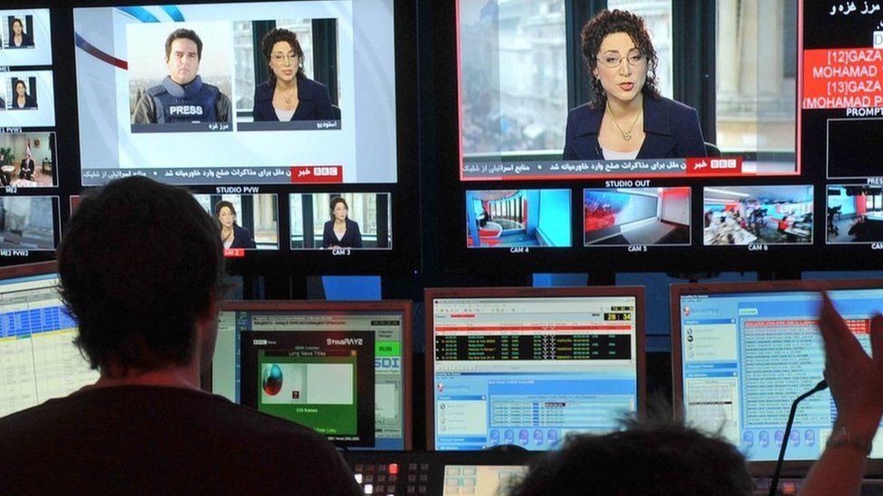File photo of BBC Persian television channel studio (2009)