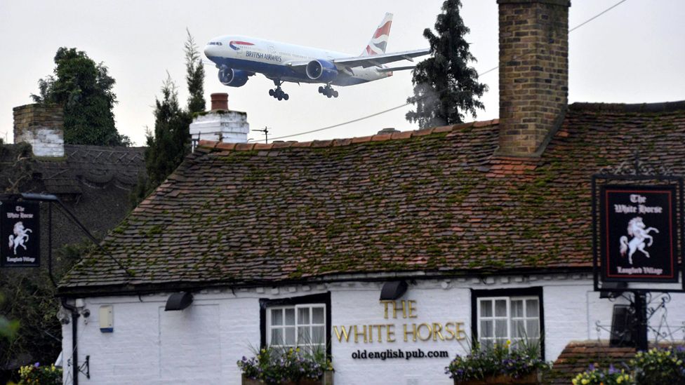 plane over pub
