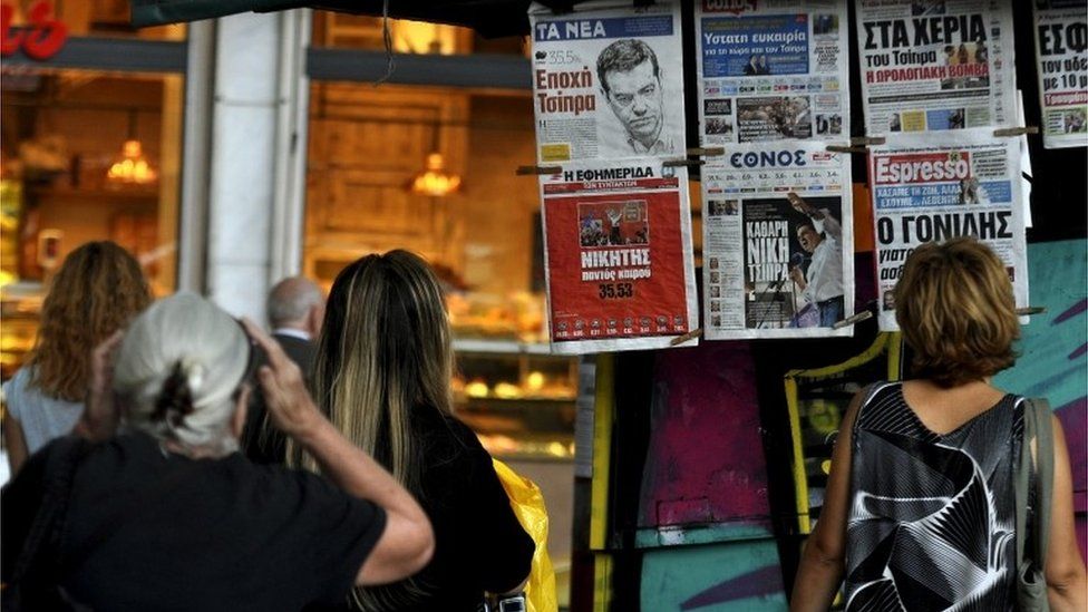 Newspaper kiosk in Athens, 21 September 2015
