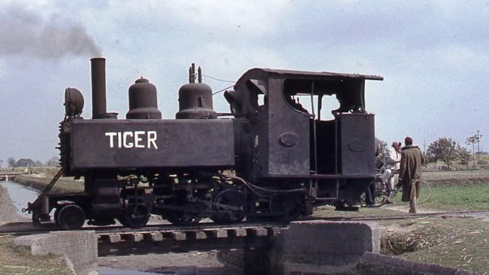 The Baldwin locomotive at work at a sugar plantation at Khatauli in India