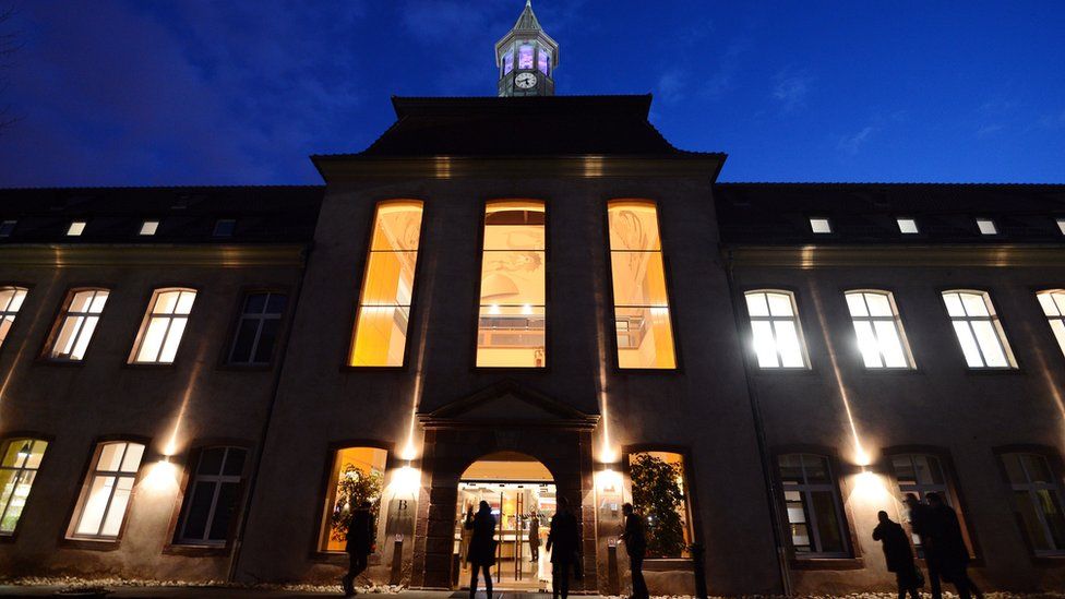 A picture shows the building of the Ecole Nationale d'Administration (National School of Administration) (ENA) at night on January 14, 2013 in Strasbourg, eastern France.