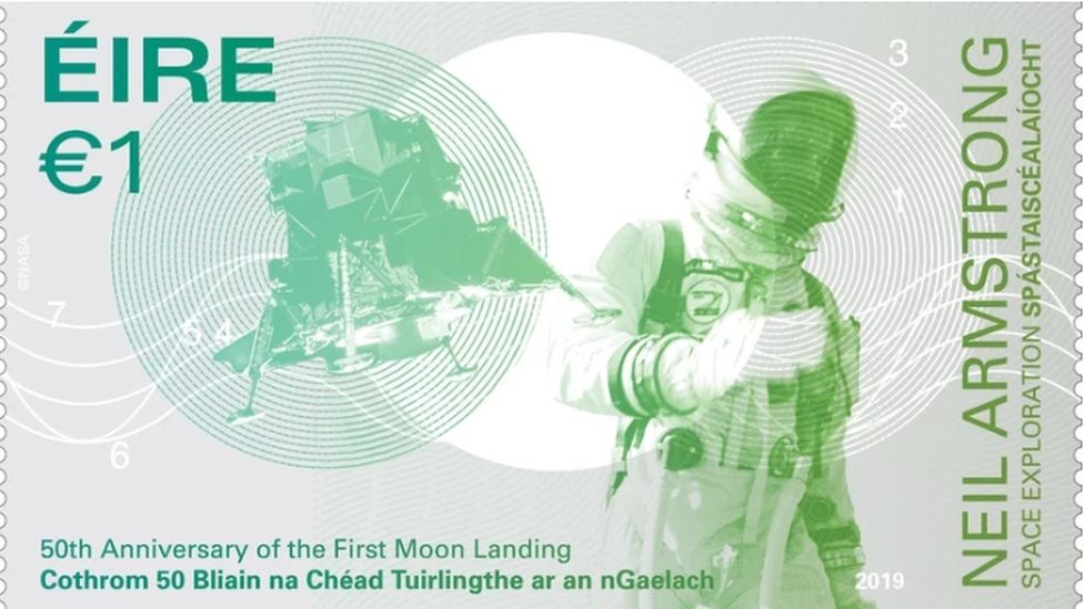 Irish moon landing stamp spells moon wrong BBC News