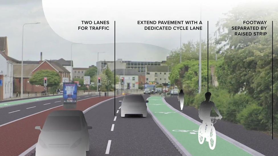 Artist impression of cycleway on Freetown Way