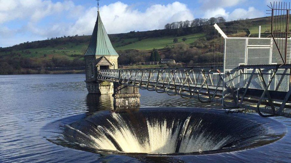Hayely Howells took this photograph of the Pontsticill Reservoir in Powys overflowing