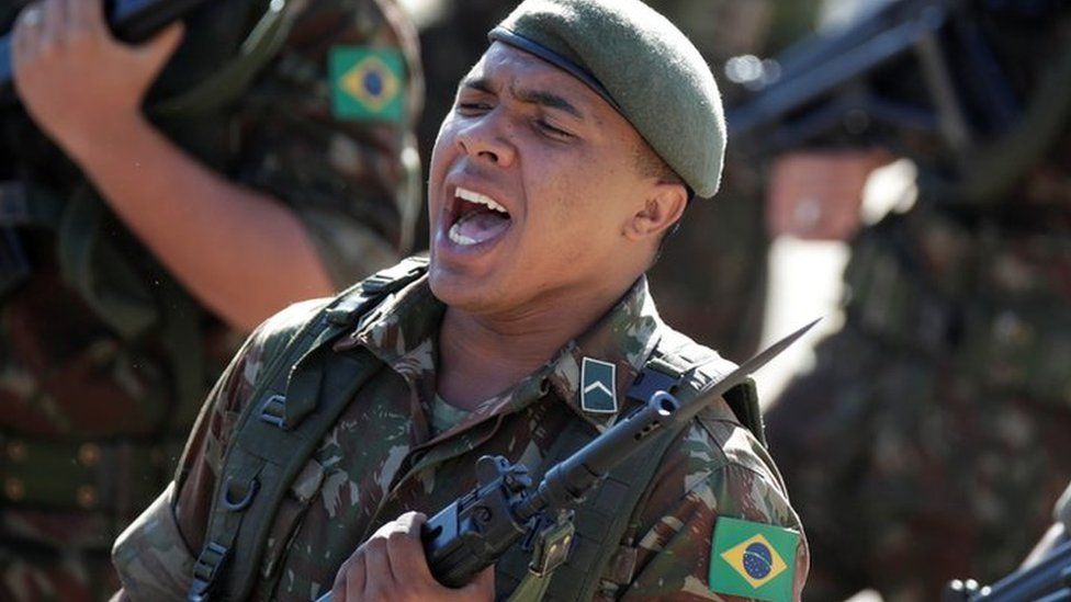 A military ceremony to mark the coup anniversary in Brasilia