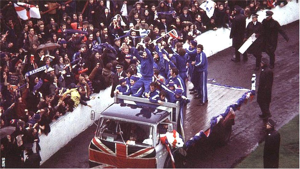 Rangers parade the Cup Winners' Cup at Ibrox