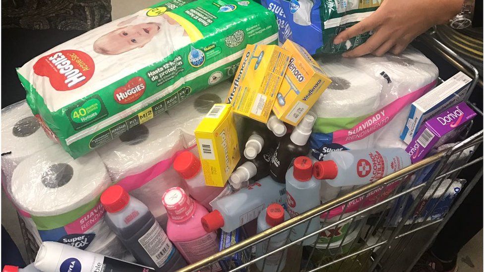 Some of the supplies Faye Dunstan has collected for those affected by the Guatemala volcano