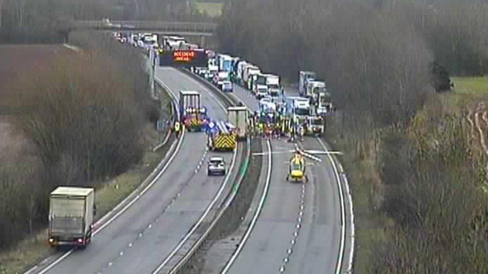 A42 Man taken to hospital after two lorry crash in Leicestershire