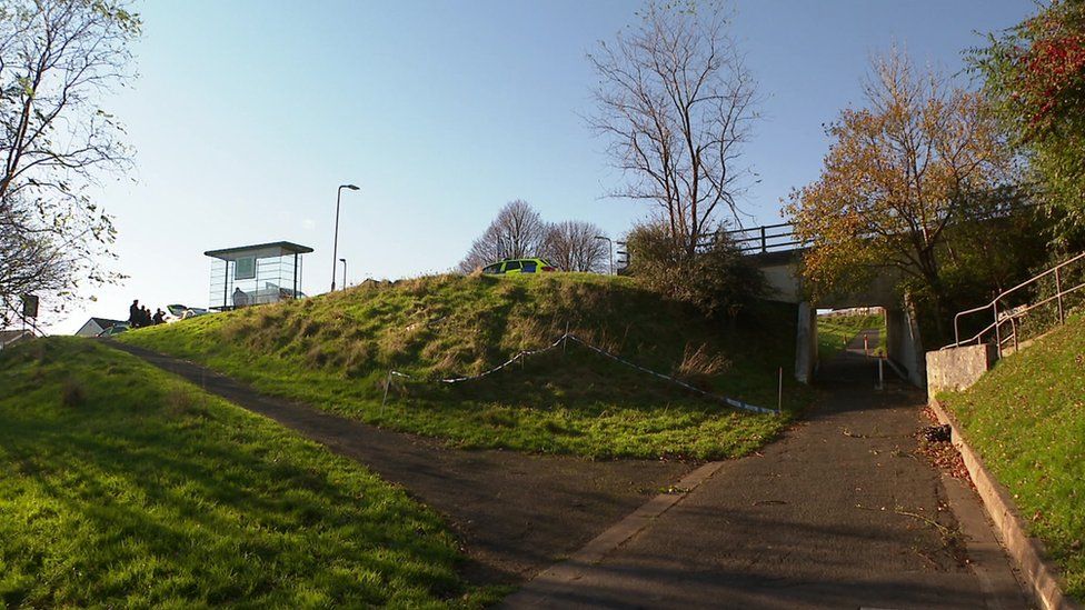 Bus stop and underpass