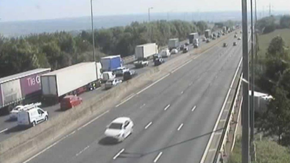 M62 crash Long delays after lorries collide in West Yorkshire BBC News