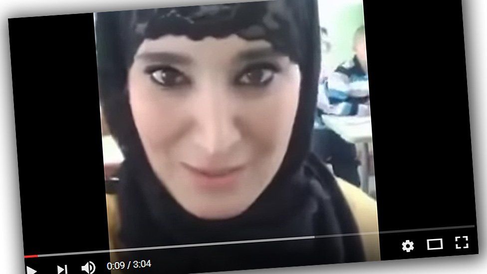 Screen grab of the video posted by Algerian teacher Sabah Bourdras