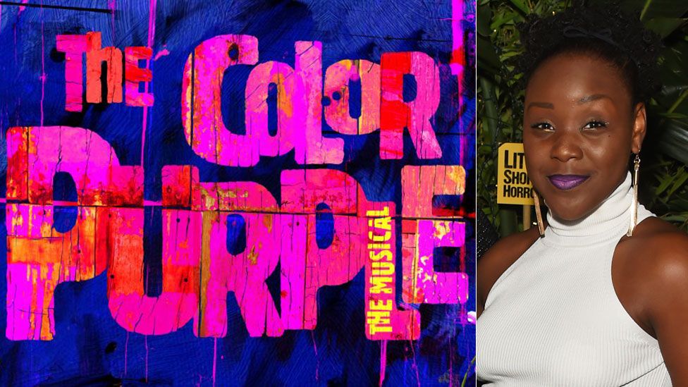 The Color Purple logo and Seyi Omooba