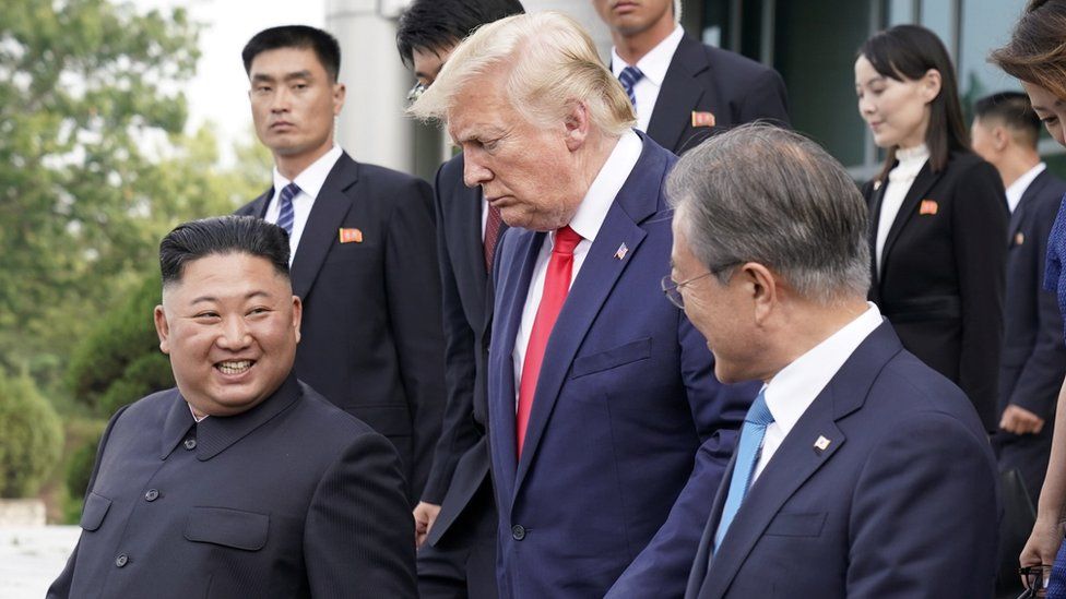 Kim Jong-un. Donald Trump and Moon Jae-in