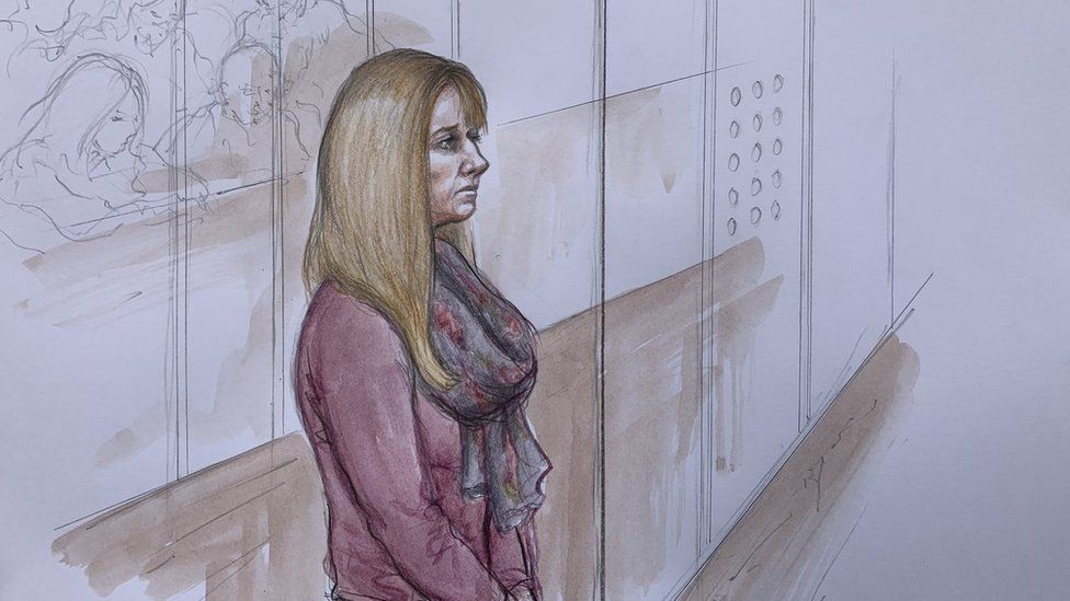 Court drawing of Louise Lawford