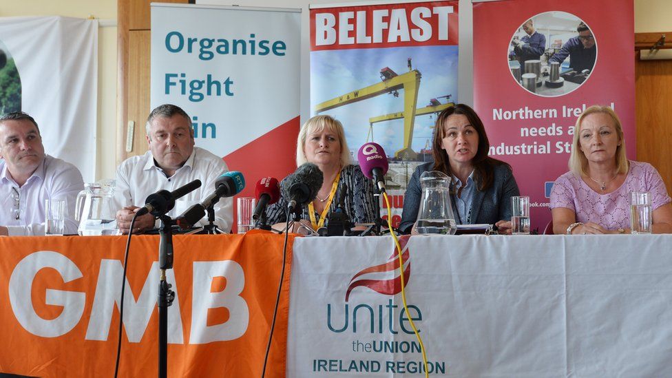 Unions representing H&W workers held a press conference on Monday