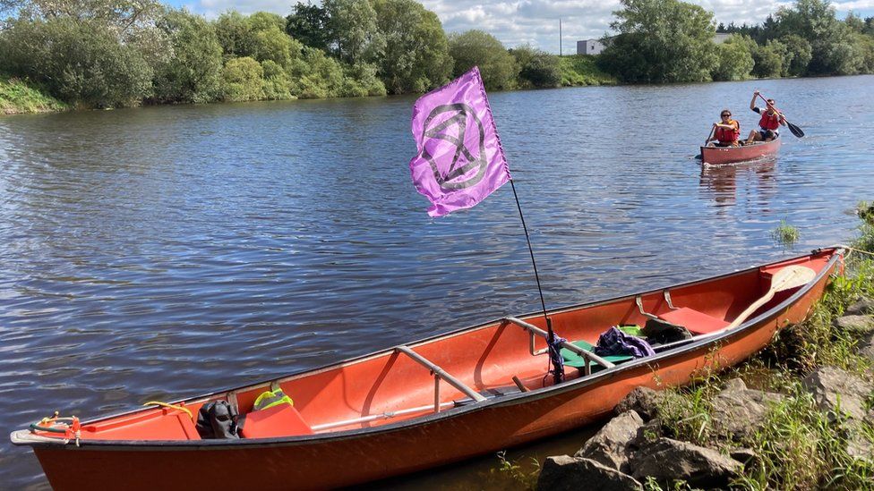 A boat being used by Extinction Rebellion