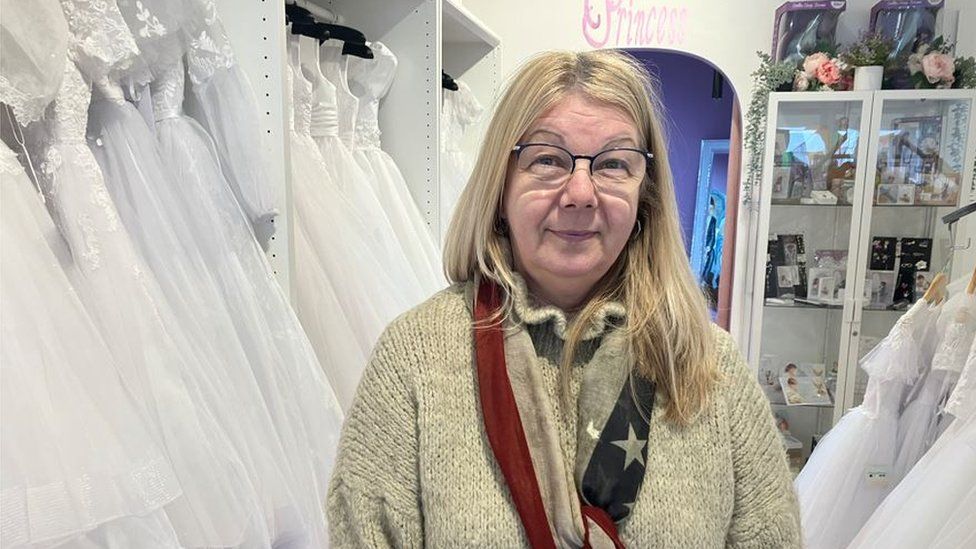 Ciara Douglas, who runs a communion dress shop, hit the headlines when she battled through floods to save her stock