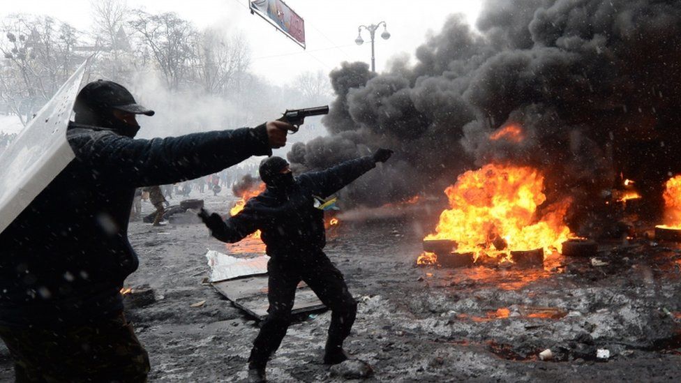 Violence in Ukraine's capital, Kiev, January 2014