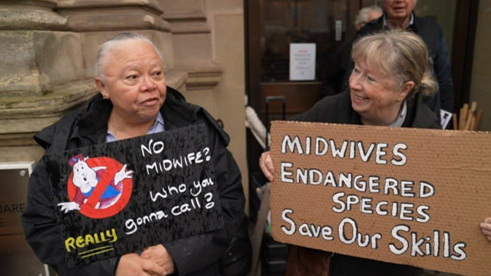 Midwives protesting