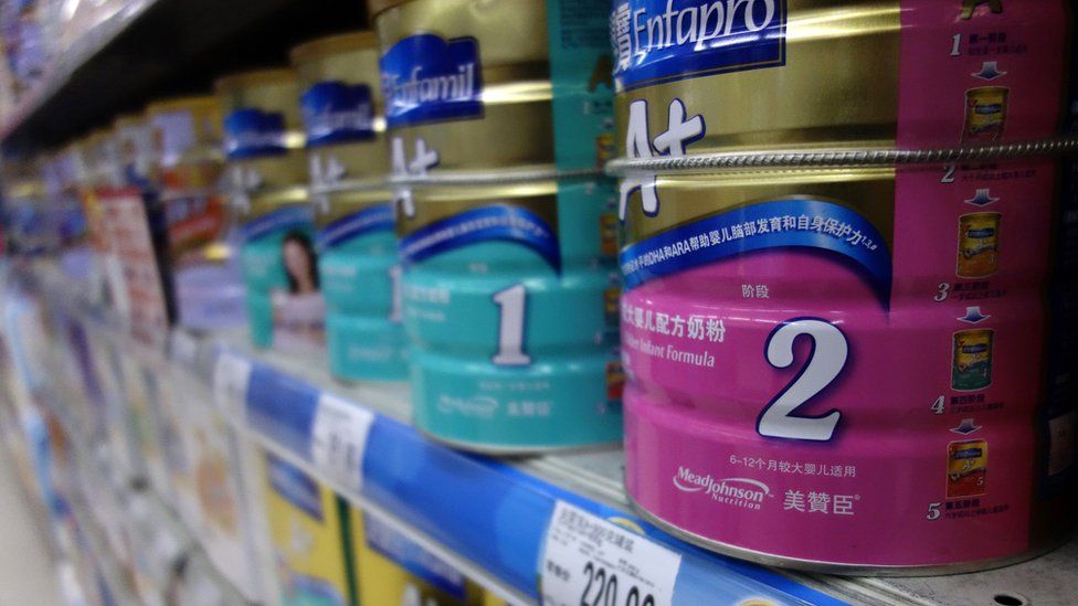 Mead Johnson baby formula is pictured on shelves at a supermarket in Beijing