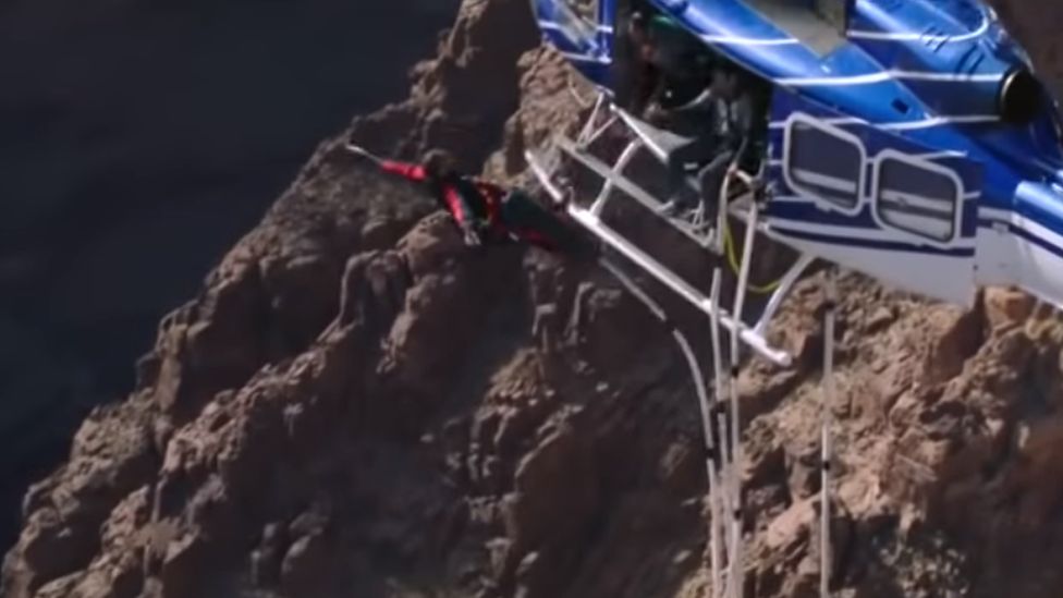 Will Smith jumps out of a helicopter on his 50th birthday