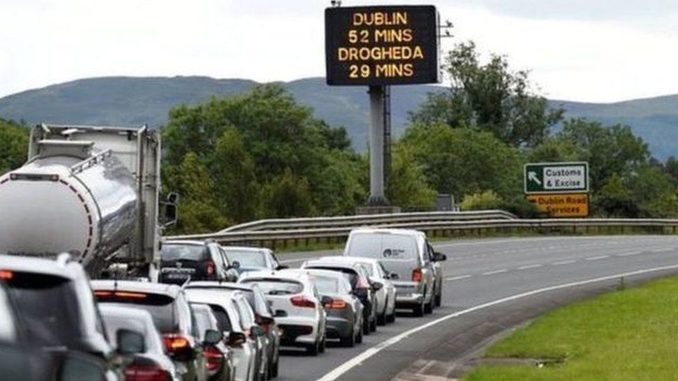 Traffic travels across Irish border