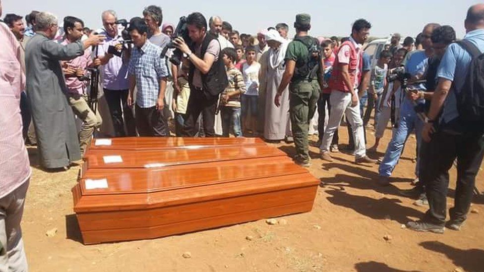 The the coffins of Alan Kurdi and his brother and mother (04 September 2015)