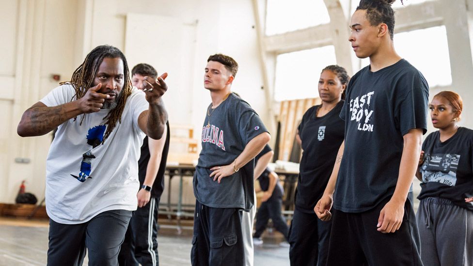 Free Your Mind choreographer Kenrick Sandy and cast members in rehearsals