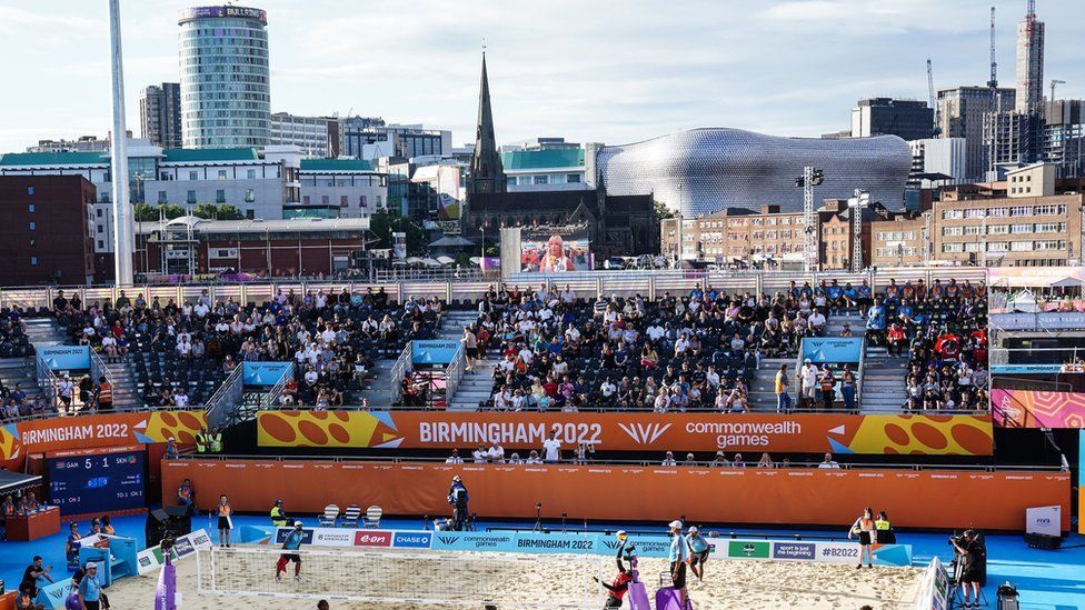 Crowds watch Volley Ball in Birmingham