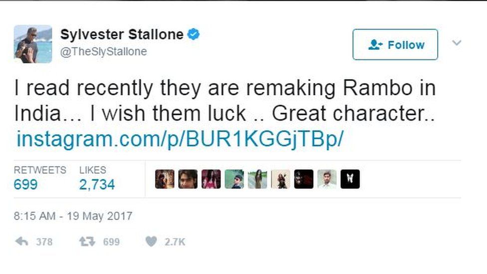Sylvester Stallone tweet