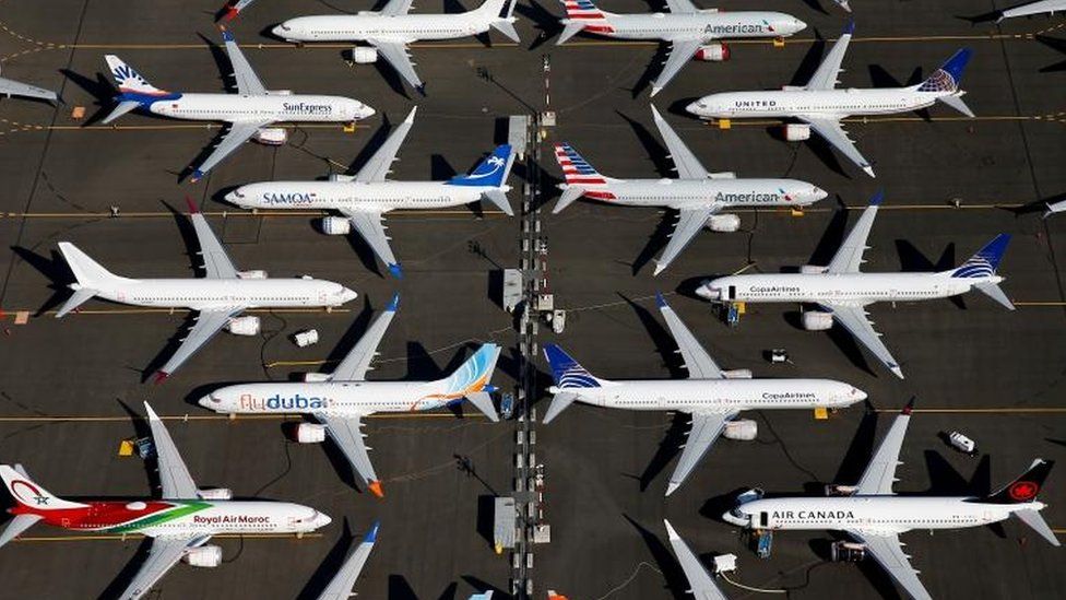Grounded Boeing 737 Max planes