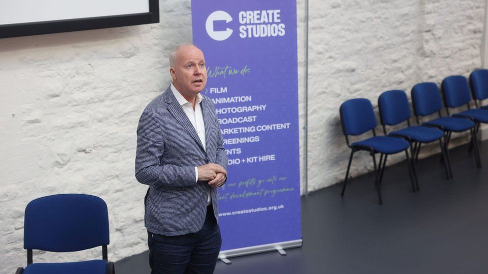 David Yates standing in front of a Create Studios sign