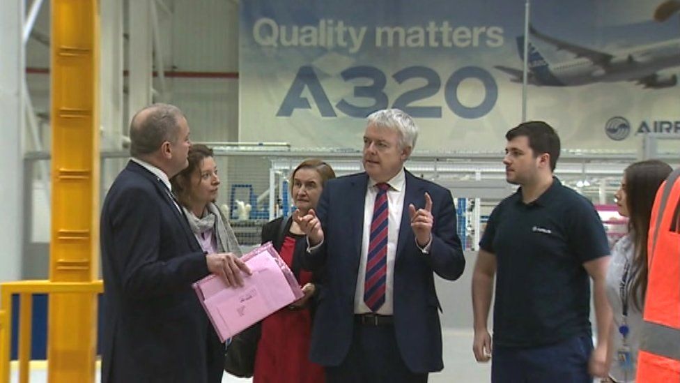 Carwyn Jones visiting Airbus in Broughton