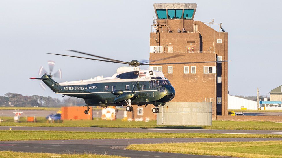 Sikorsky VH-3D helicopter in Globemaster cargo plane.
