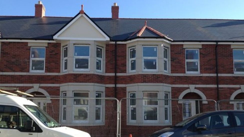 New homes on firehit Marlborough Road, Newport, BBC News