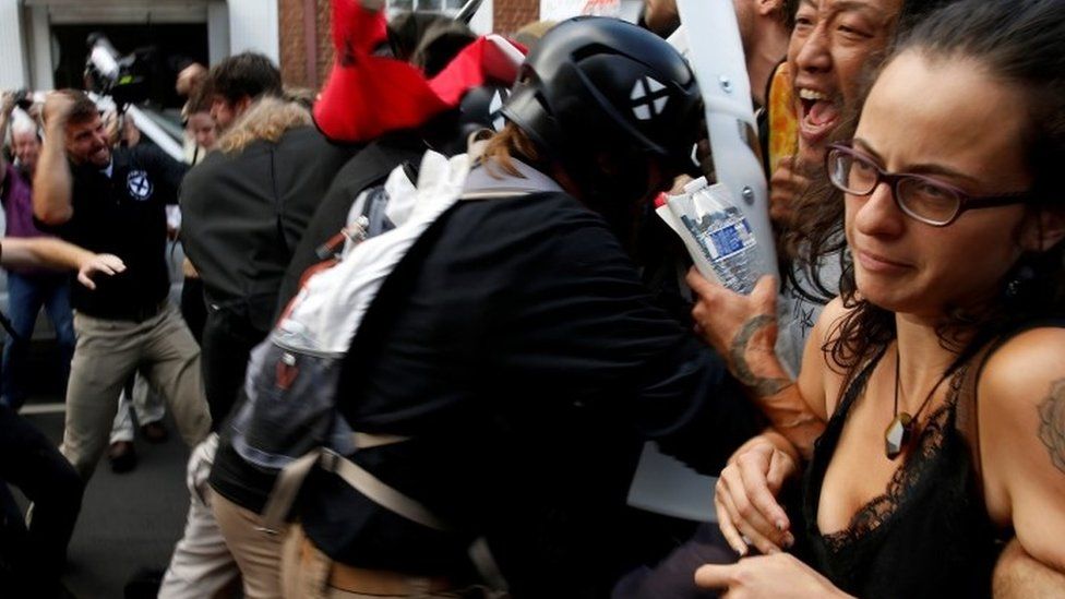 Far-right and counter protesters clash in Charlottesville, Virginia