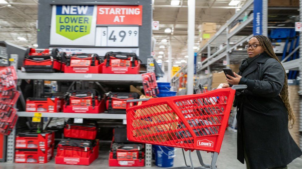 People shop at a home improvement store in Brooklyn on January 25, 2024 in New York City.