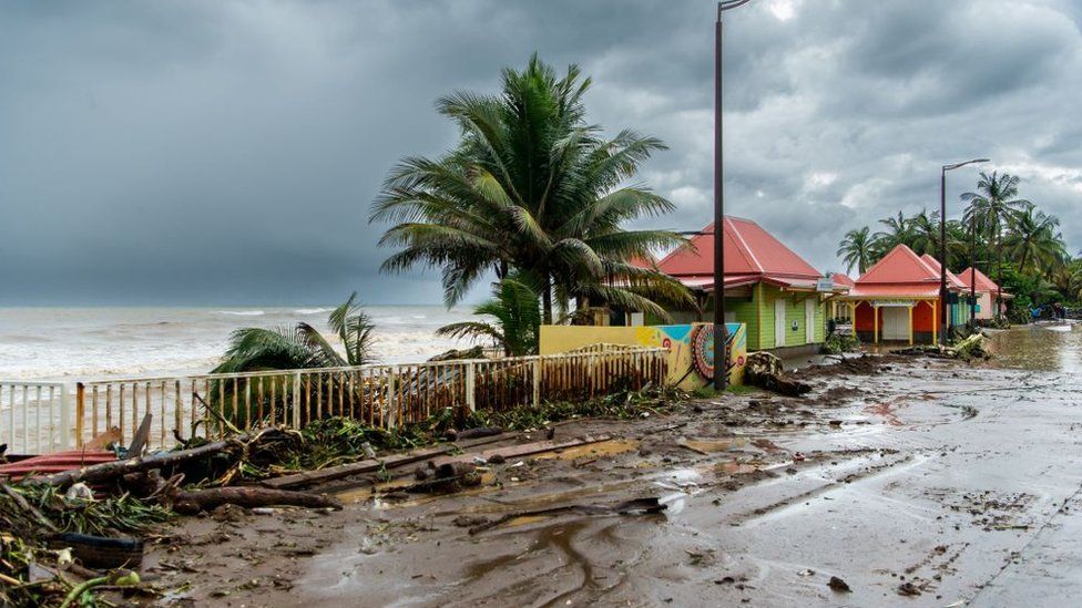 Aftermath of a tropical storm on the French island of Guadeloupe
