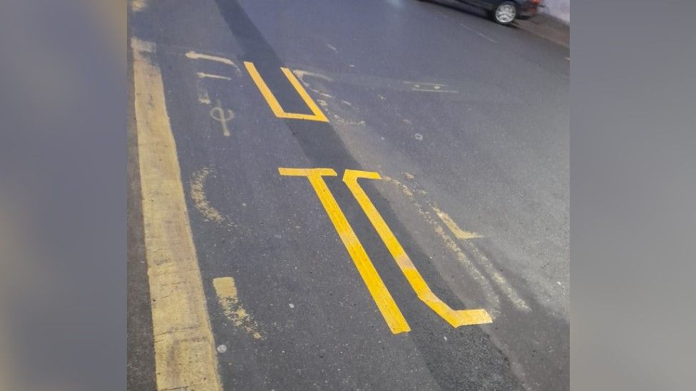 Partial Witham bus stop road repainting branded ridiculous BBC News