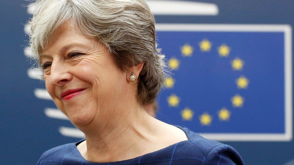 UK Prime Minister Theresa May arrives at an EU summit in Brussels
