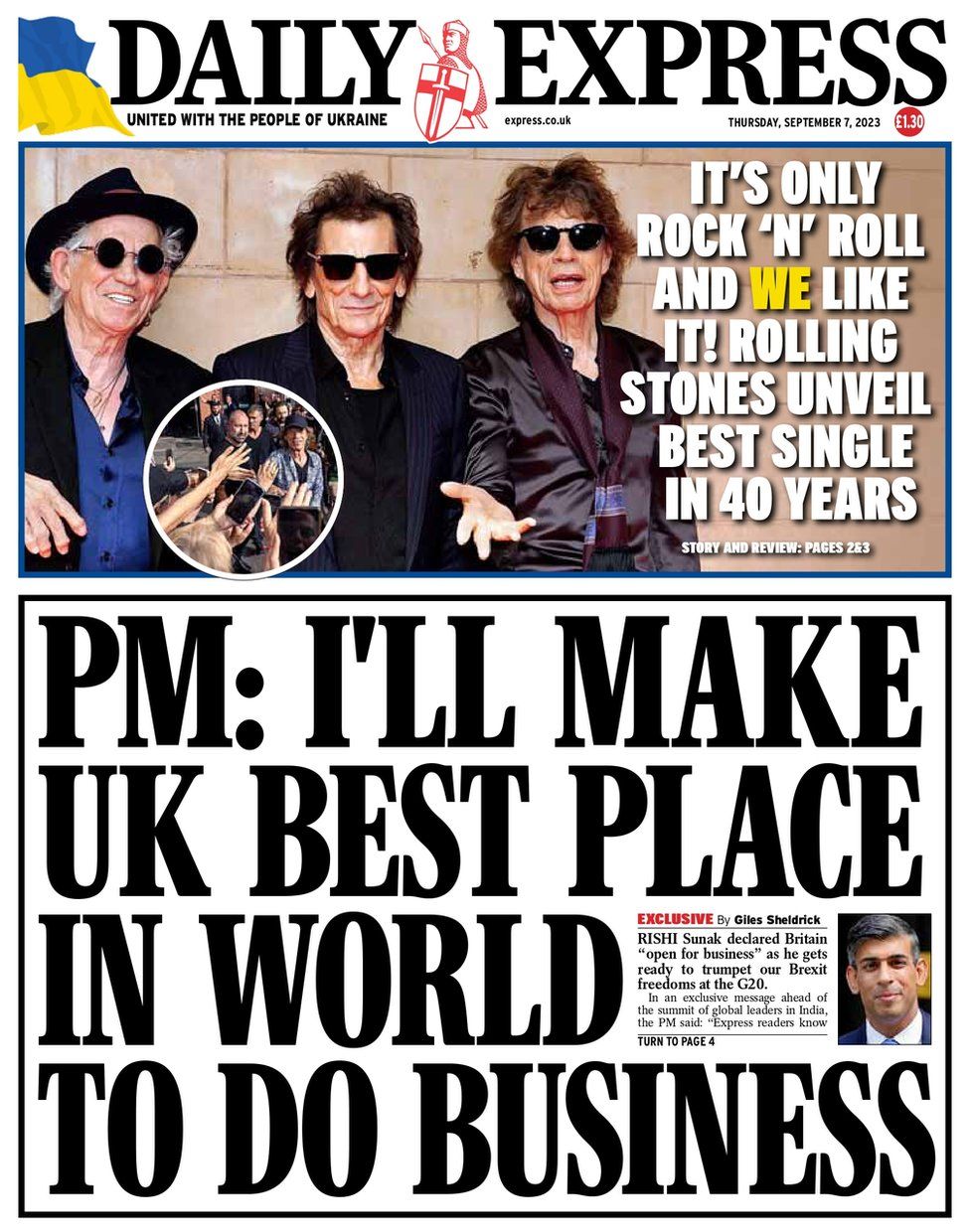 A copy of the front page of the Daily Express