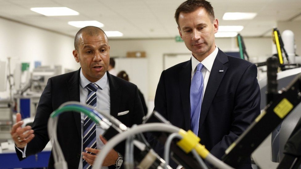 Jeremy Hunt during a tour of University College Hospital