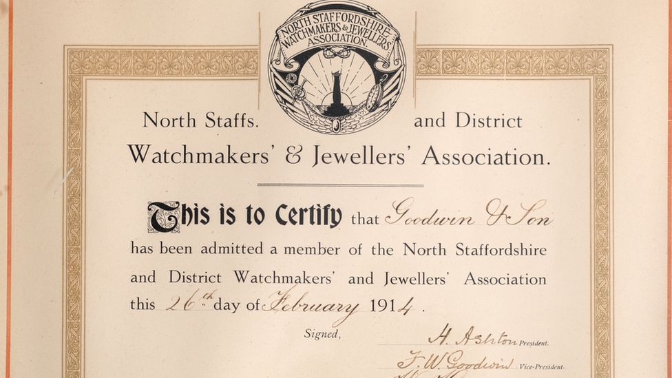 A watchmakers and jewellers certificate