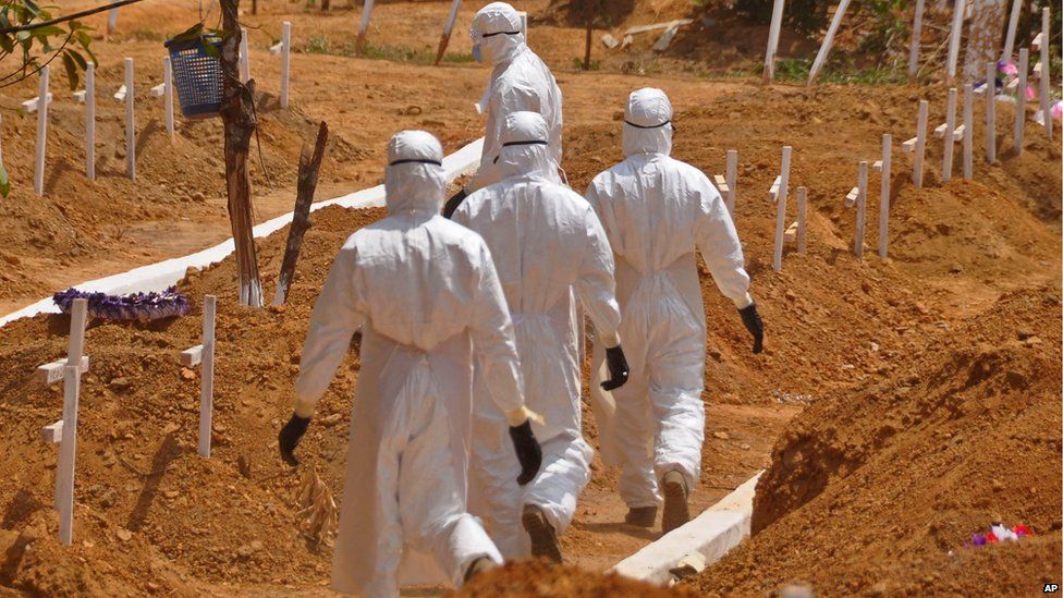 Ebola burial workers in Liberia