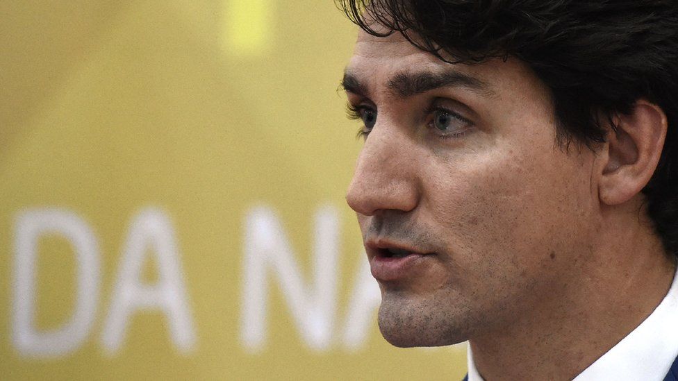 Canada's Prime Minister Justin Trudeau speaks at a press conference