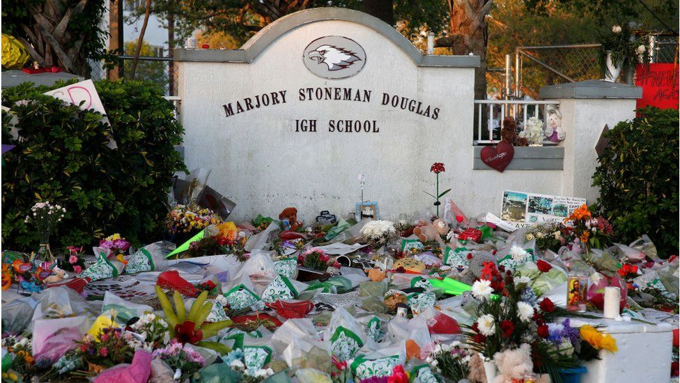 Marjory Stoneman Douglas High School memorial site in Parkland, Florida